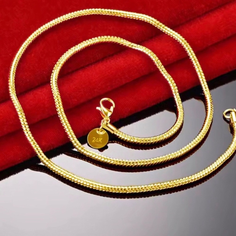 24K Gold Plated Women's Snake Chain Necklace